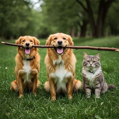 dogs-cat with talk stick