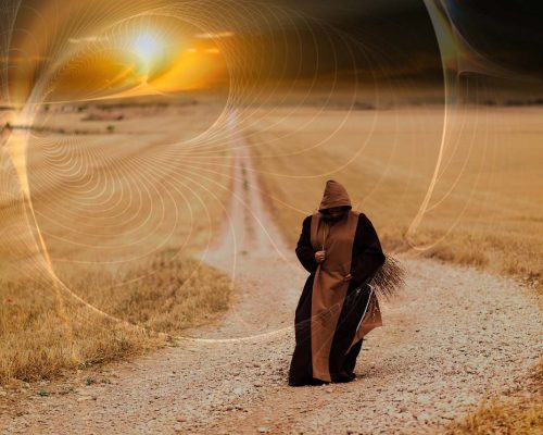 monk-pilgrimage-path-energy- light